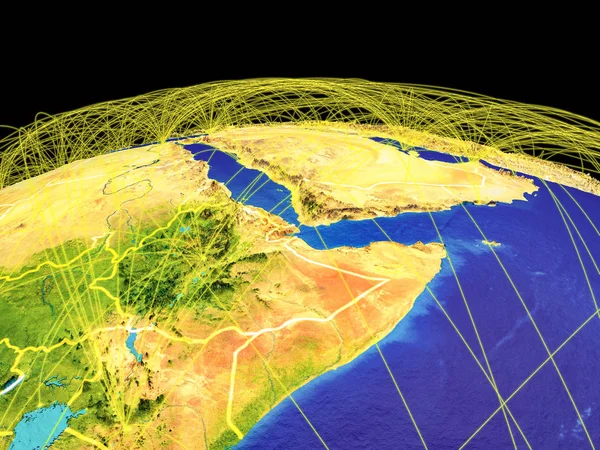 Сомалійський Півострів Планеті Земля Кордони Траєкторії Представляють Міжнаціонального Спілкування Подорожі — стокове фото