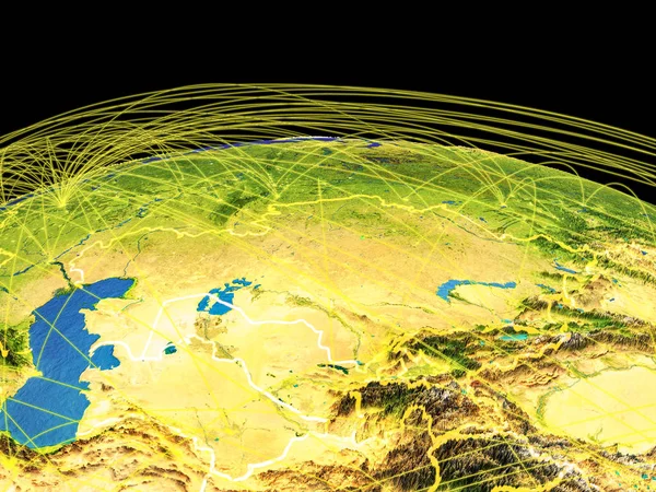 Центральної Азії Планеті Земля Кордони Траєкторії Представляють Міжнаціонального Спілкування Подорожі — стокове фото