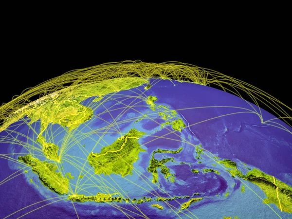 Південно Східній Азії Планеті Земля Кордони Траєкторії Представляють Міжнаціонального Спілкування — стокове фото