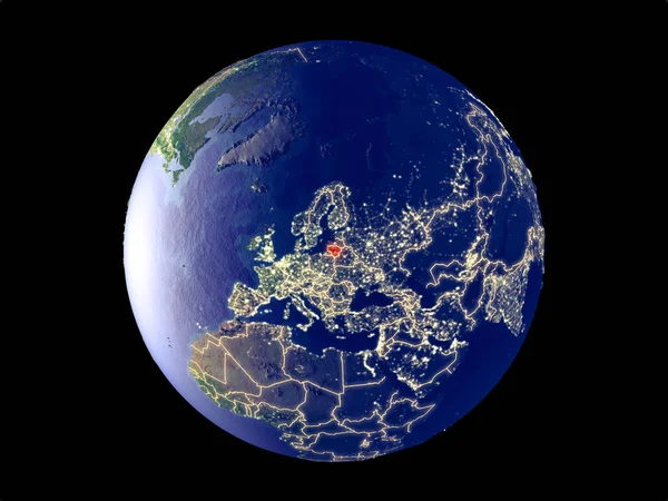 Litva Vesmíru Model Planety Země Městem Světel Velmi Jemné Detaily — Stock fotografie