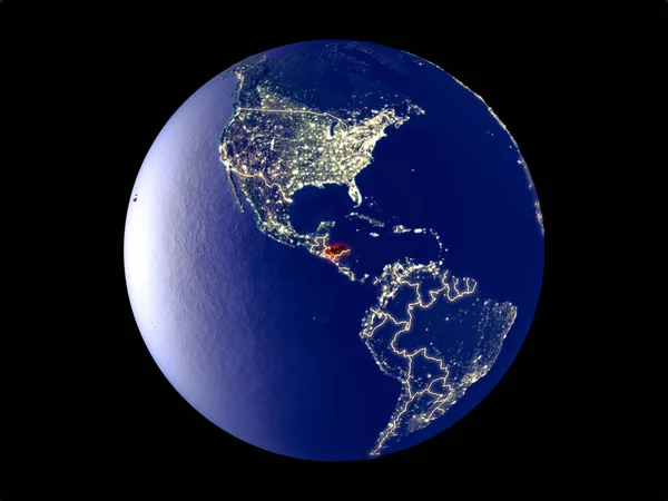 Гондурас Космоса Модели Планеты Земля Городским Освещением Тонкая Деталь Пластиковой — стоковое фото