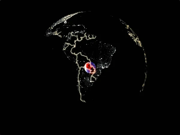 Paraguay Desde Espacio Modelo Del Planeta Tierra Con Luces Ciudad — Foto de Stock