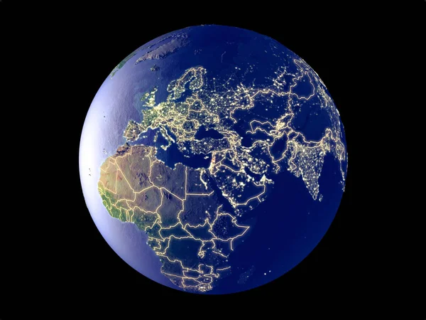 Ливан Космоса Модели Планеты Земля Городским Освещением Тонкая Деталь Пластиковой — стоковое фото