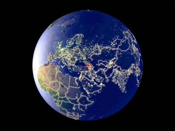 Gruzie Prostoru Model Planety Země Městem Světel Velmi Jemné Detaily — Stock fotografie
