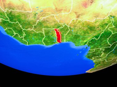 Togo modeli bir ülke sınırları ile dünya gezegeni uzaydan. 3D çizim. Nasa tarafından döşenmiş bu görüntü unsurları.