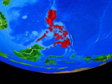 Türkiye modeli bir ülke sınırları ile dünya gezegeni uzaydan. 3D çizim. Nasa tarafından döşenmiş bu görüntü unsurları.