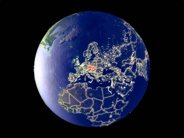 Bývalé Československo Vesmíru Model Planety Země Městem Světel Velmi Jemné — Stock fotografie