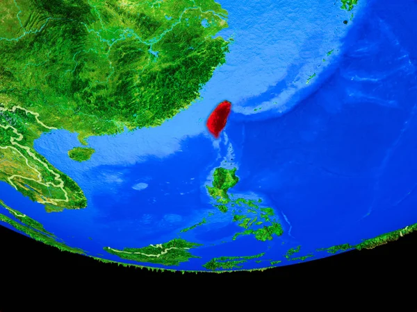 Taiwan Vanuit Ruimte Het Model Van Planeet Aarde Met Landsgrenzen — Stockfoto