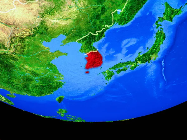 Corea Del Sud Dallo Spazio Sul Modello Del Pianeta Terra — Foto Stock