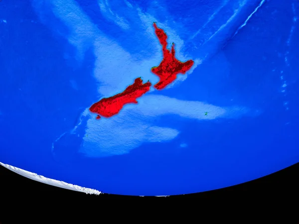 Nueva Zelanda Desde Espacio Modelo Del Planeta Tierra Con Fronteras — Foto de Stock