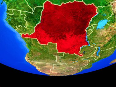 Kongo modeli bir ülke sınırları ile dünya gezegeni uzaydan dem mümessili. 3D çizim. Nasa tarafından döşenmiş bu görüntü unsurları.