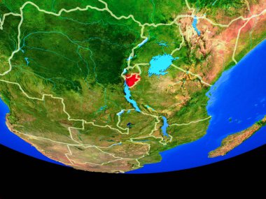 Burundi modeli bir ülke sınırları ile dünya gezegeni uzaydan. 3D çizim. Nasa tarafından döşenmiş bu görüntü unsurları.