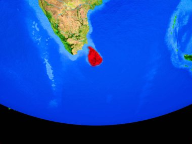 Sri Lanka modeli bir ülke sınırları ile dünya gezegeni uzaydan. 3D çizim. Nasa tarafından döşenmiş bu görüntü unsurları.