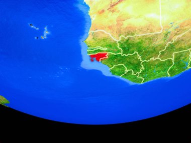 Gine-Bissau modeli bir ülke sınırları ile dünya gezegeni uzaydan. 3D çizim. Nasa tarafından döşenmiş bu görüntü unsurları.
