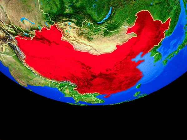 China Espaço Modelo Planeta Terra Com Fronteiras País Ilustração Elementos — Fotografia de Stock