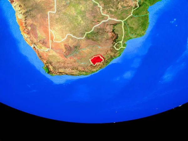 Lesotho Aus Dem All Auf Dem Modell Des Planeten Erde — Stockfoto