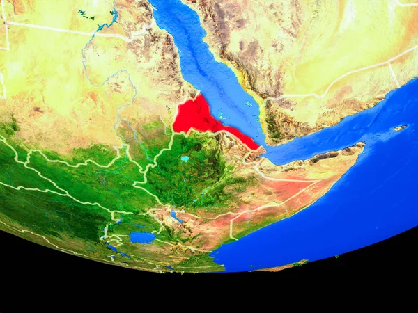 Eritrea Från Rymden Modell Planeten Jorden Med Landsgränser Illustration Delar — Stockfoto