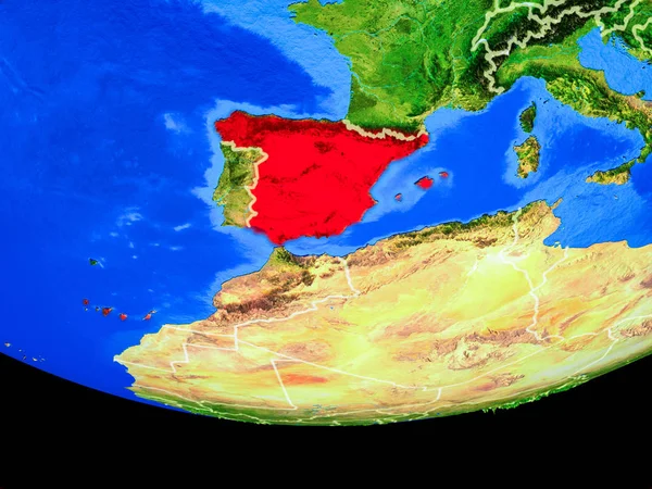 Испания Космоса Модели Планеты Земля Границами Страны Иллюстрация Элементы Этого — стоковое фото