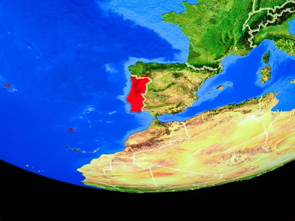 Portugália Űrből Modell Föld Bolygó Ország Határain Illusztráció Kép Nasa — Stock Fotó