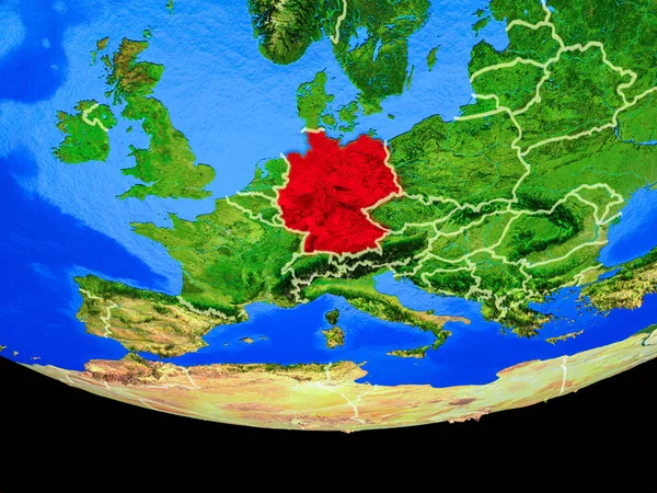 Germania Spazio Modello Pianeta Terra Con Confini Paese Illustrazione Elementi — Foto Stock