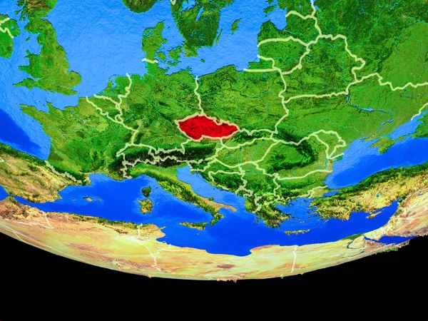 República Checa Desde Espacio Modelo Del Planeta Tierra Con Fronteras —  Fotos de Stock