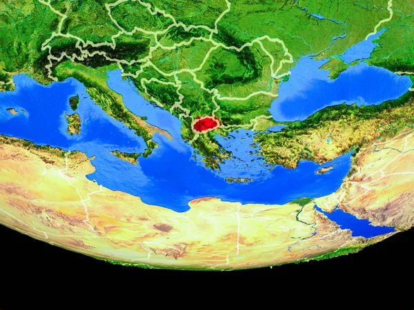 Macedonia Spazio Modello Pianeta Terra Con Confini Paese Illustrazione Elementi — Foto Stock