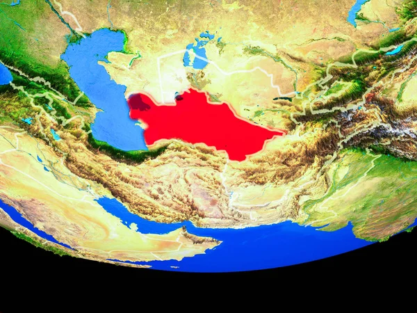 Turcomenistão Partir Espaço Modelo Planeta Terra Com Fronteiras País Ilustração — Fotografia de Stock
