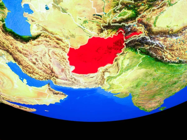 Afganistan Modeli Bir Ülke Sınırları Ile Dünya Gezegeni Uzaydan Çizim — Stok fotoğraf
