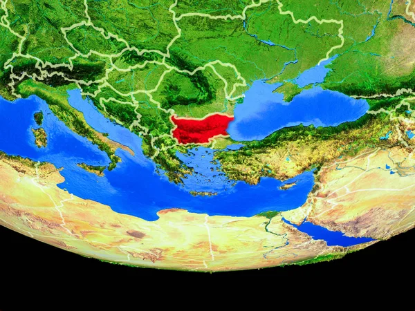 Bulgaria Spazio Modello Pianeta Terra Con Confini Paese Illustrazione Elementi — Foto Stock