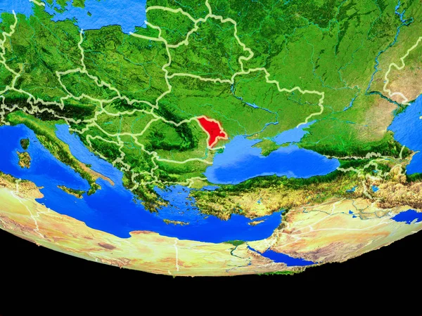 Moldavië Vanuit Ruimte Het Model Van Planeet Aarde Met Landsgrenzen — Stockfoto