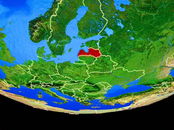 Латвия Космоса Модели Планеты Земля Границами Страны Иллюстрация Элементы Этого — стоковое фото