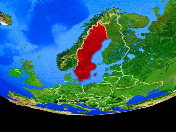 Szwecja Kosmosu Modelu Planety Ziemia Granic Kraju Ilustracja Elementy Tego — Zdjęcie stockowe