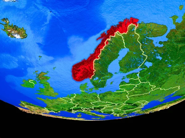 Noruega Espaço Modelo Planeta Terra Com Fronteiras País Ilustração Elementos — Fotografia de Stock