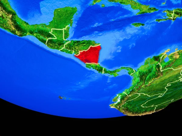 Никарагуа Космоса Модели Планеты Земля Границами Страны Иллюстрация Элементы Этого — стоковое фото
