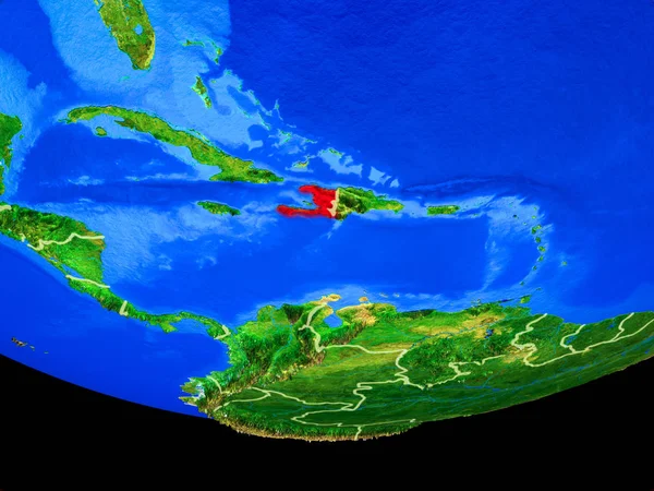 Haiti Aus Dem All Auf Dem Modell Des Planeten Erde — Stockfoto