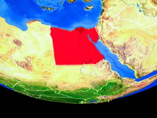 Egyiptom Űrből Modell Föld Bolygó Ország Határain Illusztráció Kép Nasa — Stock Fotó