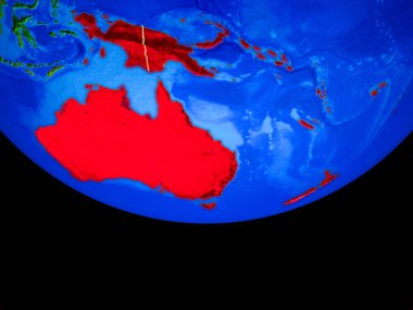 Avustralya modeli bir ülke sınırları ile dünya gezegeni uzaydan. 3D çizim. Nasa tarafından döşenmiş bu görüntü unsurları.