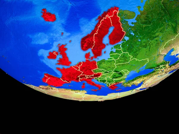 Länsi Euroopassa Avaruudesta Malli Maapallon Kanssa Maarajojen Kuva Elementit Tämän — kuvapankkivalokuva