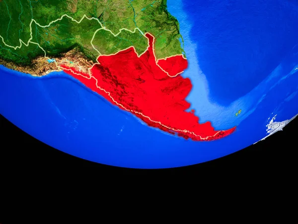 Southern Cone Modeli Bir Ülke Sınırları Ile Dünya Gezegeni Uzaydan — Stok fotoğraf