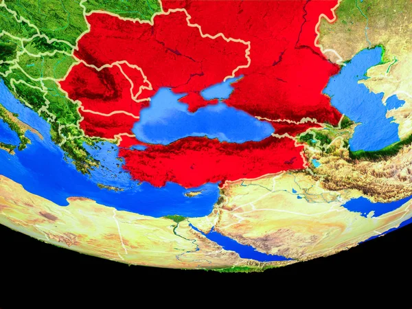 Região Mar Negro Partir Espaço Modelo Planeta Terra Com Fronteiras — Fotografia de Stock