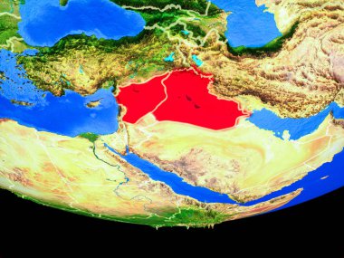 Ülke sınırları ile dünya gezegeni modeli uzaydan İslam Devleti. 3d illüstrasyon. Nasa tarafından döşenmiş bu görüntünün elemanları.