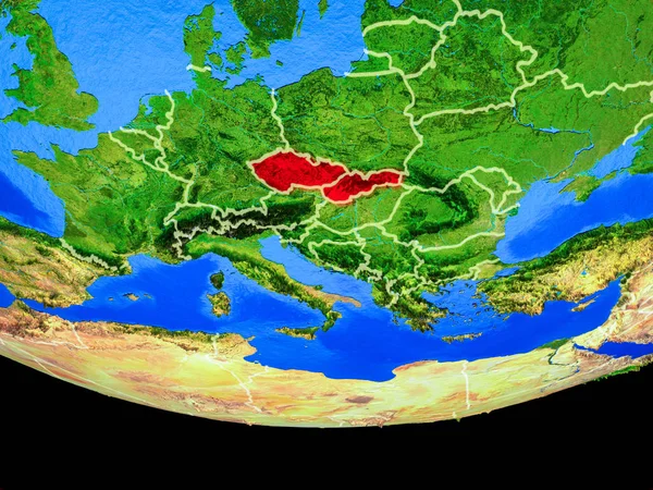 Tidigare Czechoslovakia Från Utrymme Modellera Planet Jord Med Landet Gränsar — Stockfoto