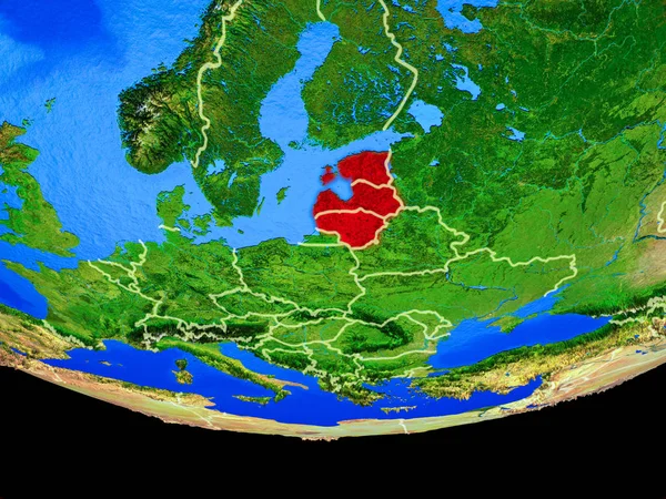 Baltiskt Påstår Från Utrymme Modellera Planet Jord Med Landet Gränsar — Stockfoto