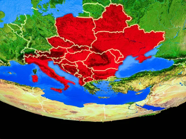Ülke Sınırları Ile Dünya Gezegeninin Modeli Uzaydan Cei Ülkeleri Illüstrasyon — Stok fotoğraf