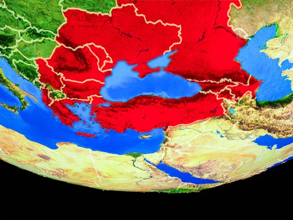 Bsec Países Desde Espacio Modelo Del Planeta Tierra Con Fronteras —  Fotos de Stock