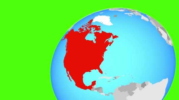 Zoom auf Nafta-Mitgliedsstaaten — Stockvideo