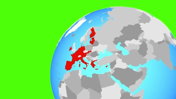 Zoom auf die Mitgliedsstaaten der Eurozone — Stockvideo