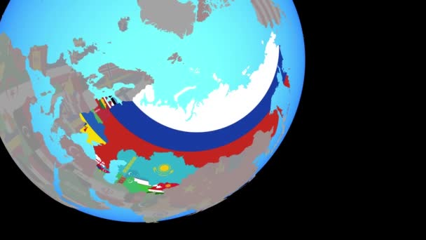 Sluiting in de voormalige Sovjet-Unie met vlaggen — Stockvideo
