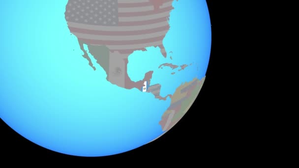 Closing in on Guatemala with flag — Stock Video