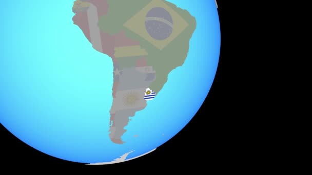 Cerrando en Uruguay con bandera — Vídeo de stock